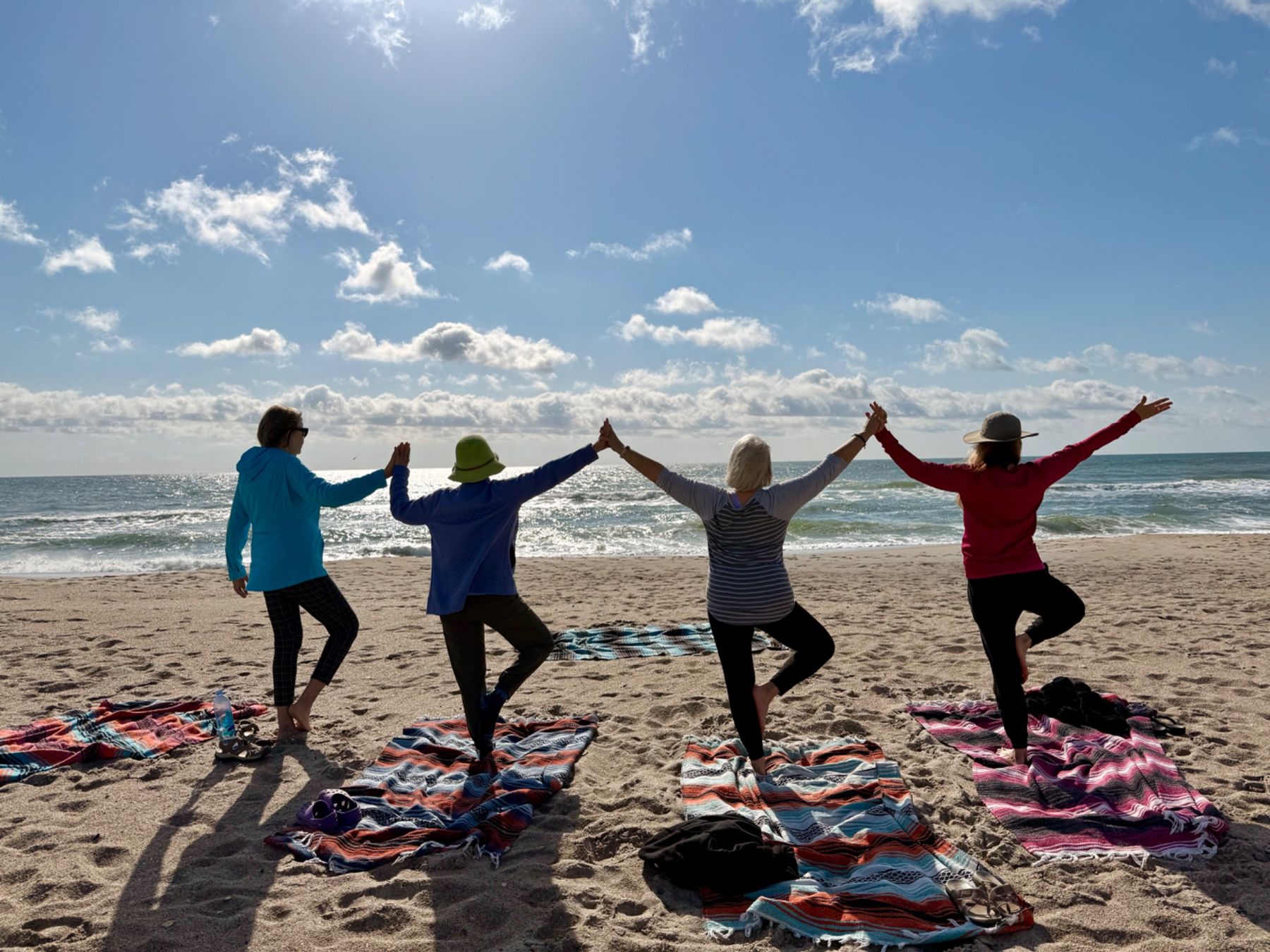 Beach yoga with Michelle's community in Carolina Beach, NC